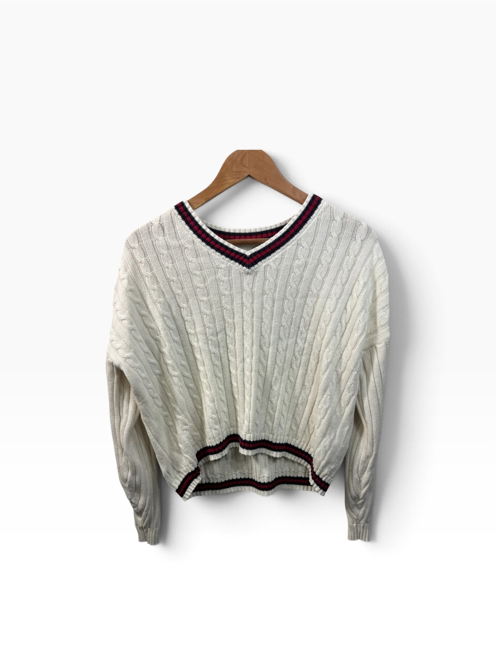 Hollister Sweater Cropped Varsity Cable-Knit Sweater Size XS Preppy Top